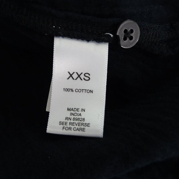 LOGO Lori Goldstein Black Button Front Gauze Top Women Size XXS Pockets Raw Hem - Picture 6 of 10